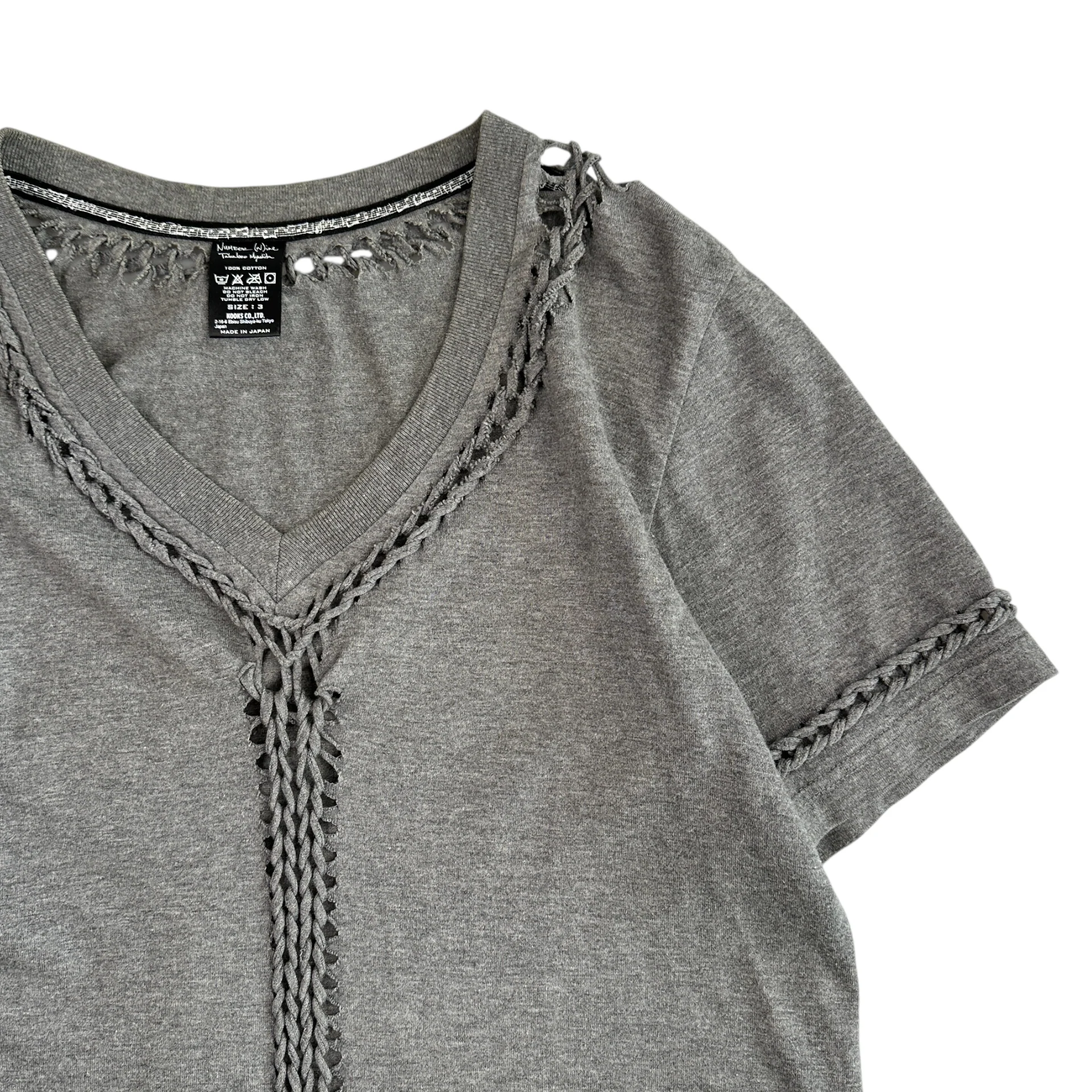 (3) NUMBER(N)INE CROCHET T-SHIRT - GREY - Image 3