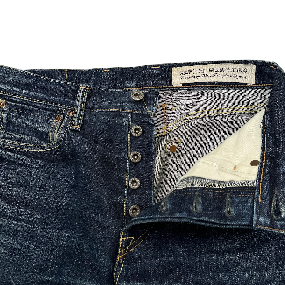 (29) KAPITAL BACK CINCH SELVEDGE DENIM - Image 4
