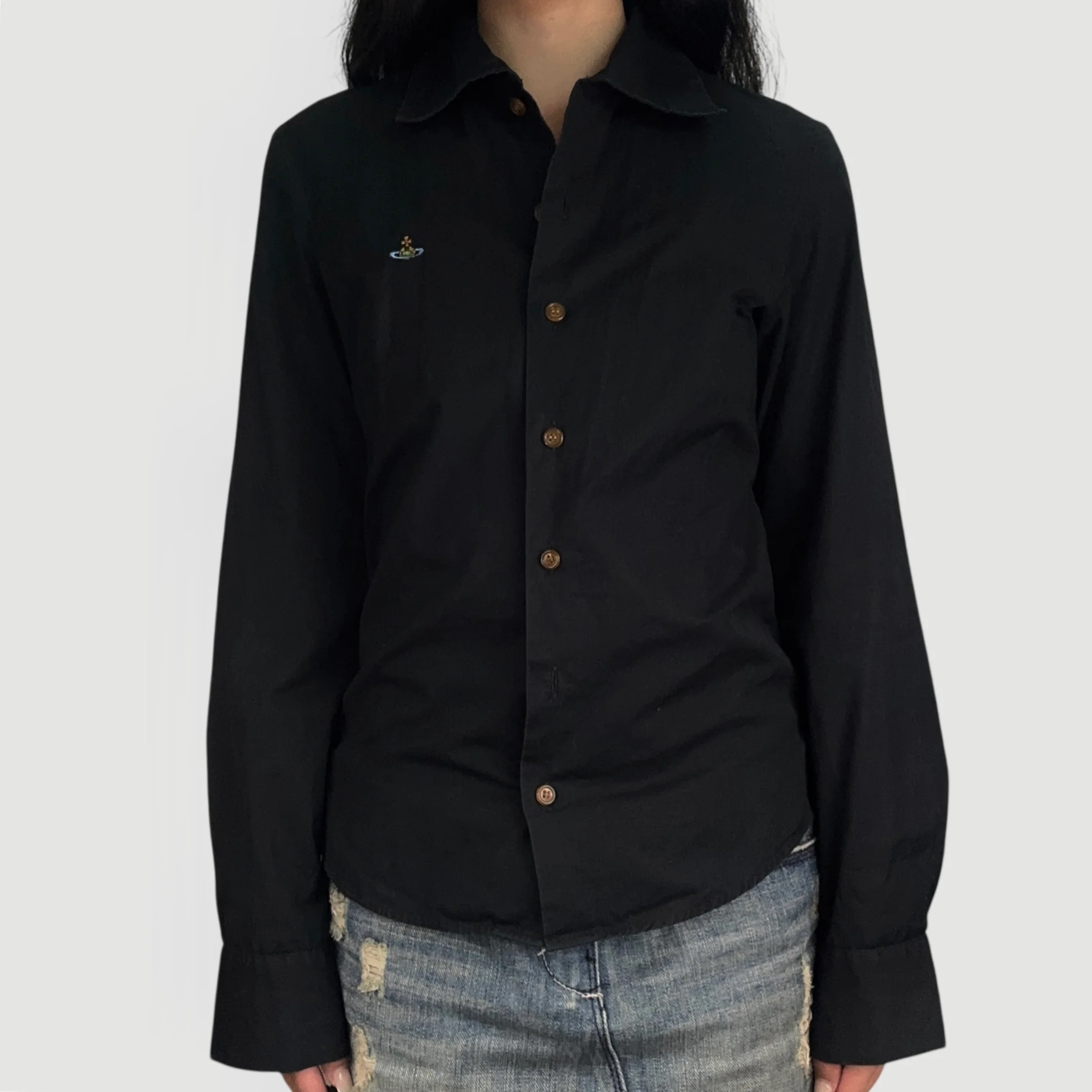 (38) VIVIENNE WESTWOOD RED LABEL BUTTON CINCHED BUTTON UP SHIRT - Image 2