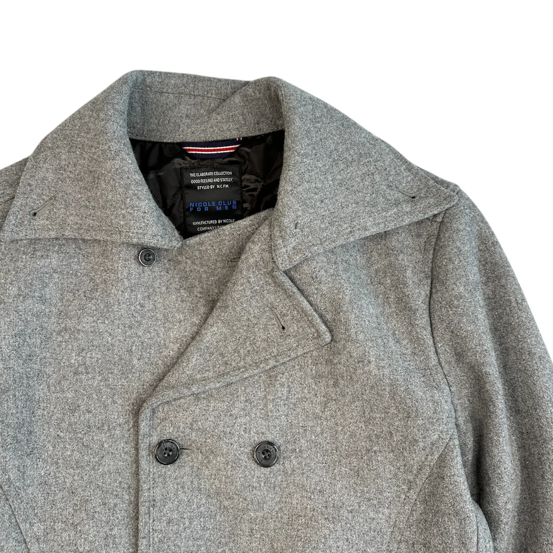 (46) NICOLE CLUB FOR MEN WOOL-BLEND PEA COAT - GREY - Image 3