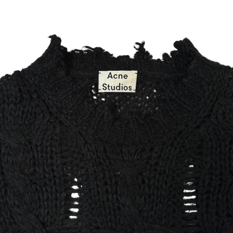 ACNE STUDIOS DISTRESSED KNIT SWEATER - BLACK - Image 2