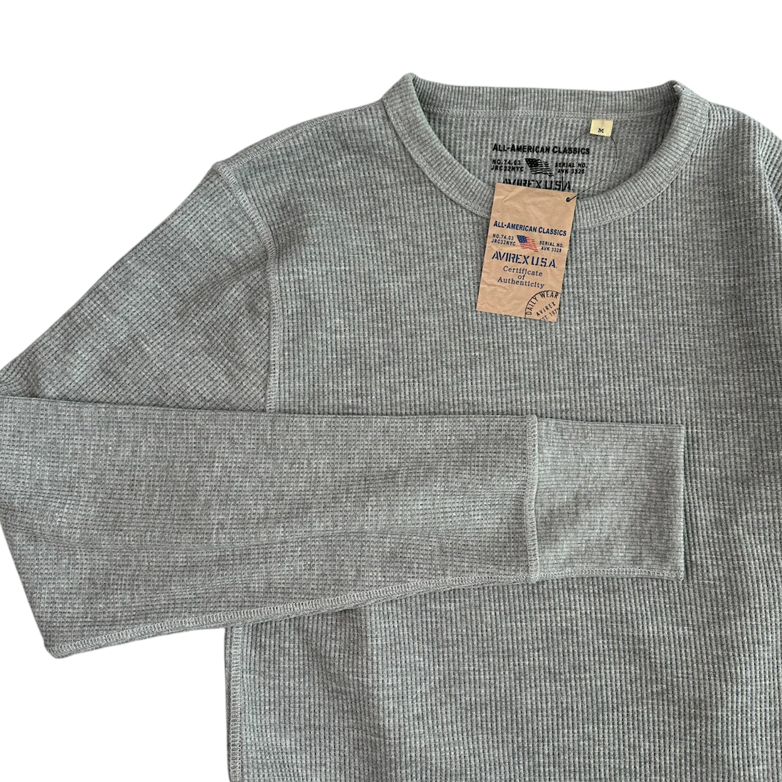 AVIREX WAFFLE LONG SLEEVE TOP - GREY - Image 3