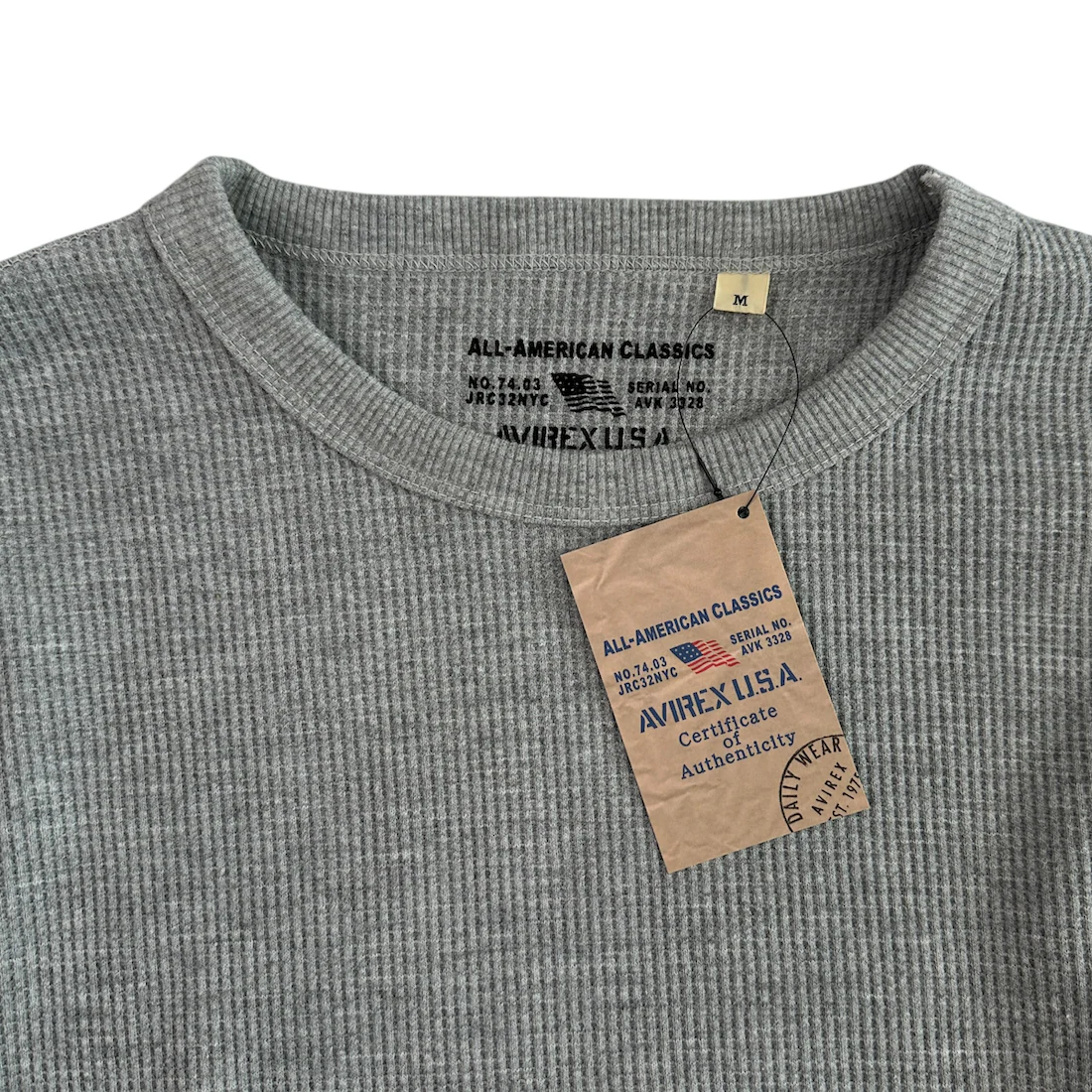 AVIREX WAFFLE LONG SLEEVE TOP - GREY - Image 4