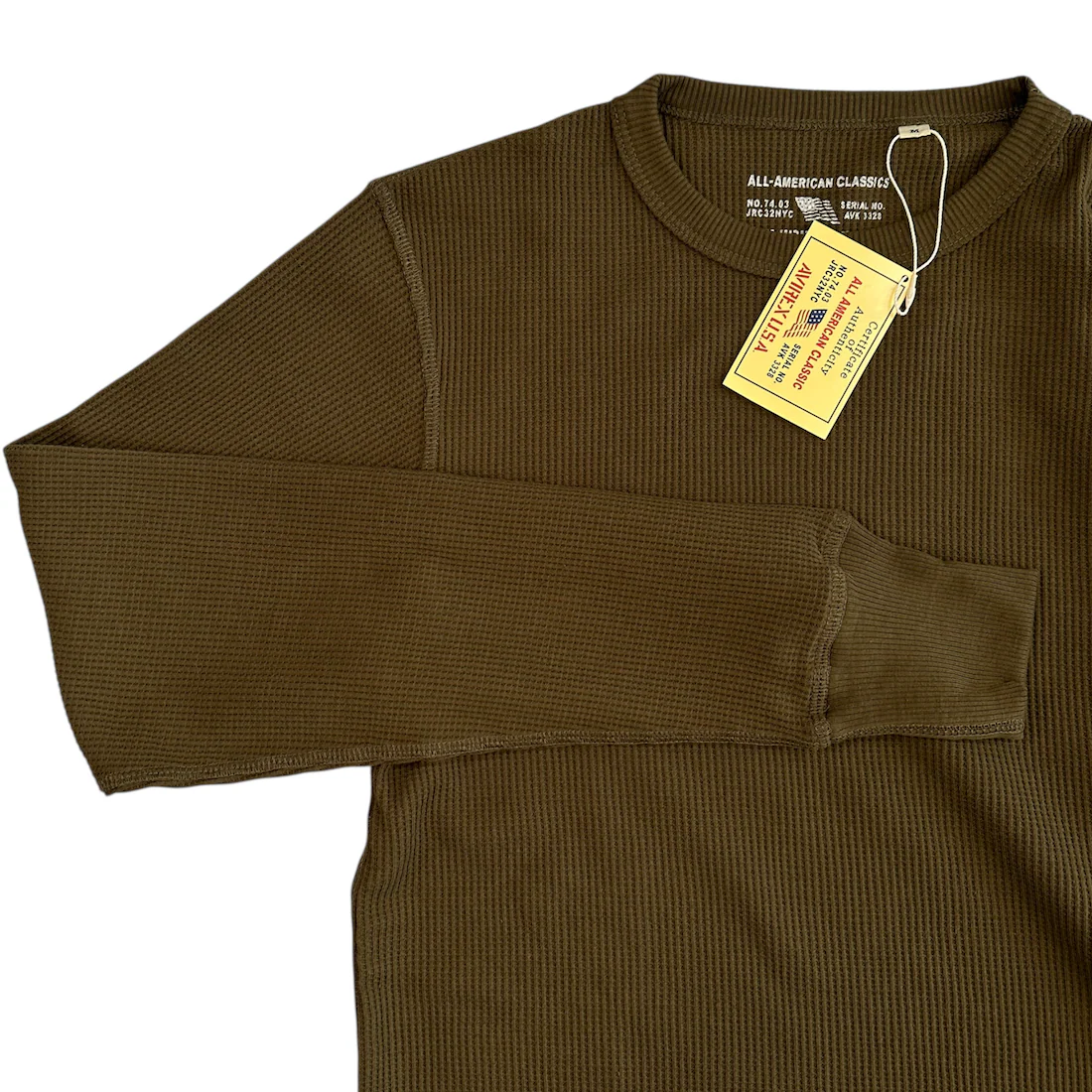 AVIREX WAFFLE LONG SLEEVE TOP - OLIVE - Image 3