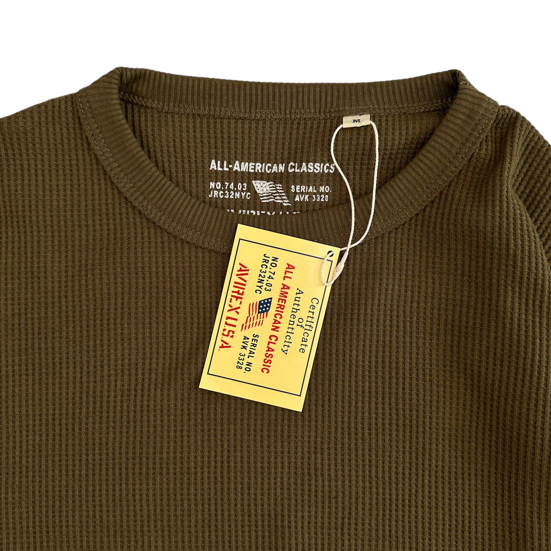 AVIREX WAFFLE LONG SLEEVE TOP - OLIVE - Image 4