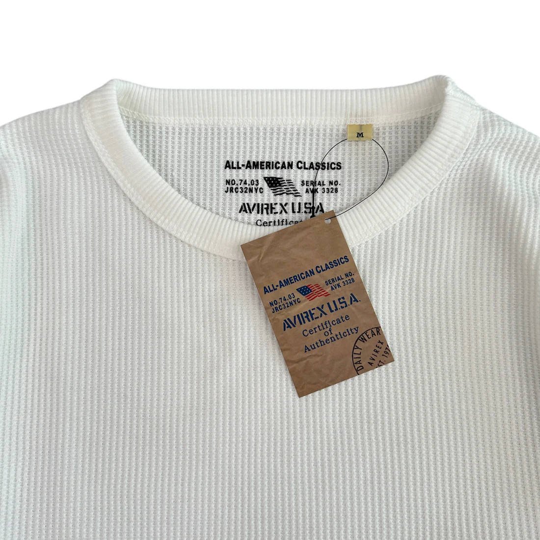 AVIREX WAFFLE LONG SLEEVE TOP - WHITE - Image 3