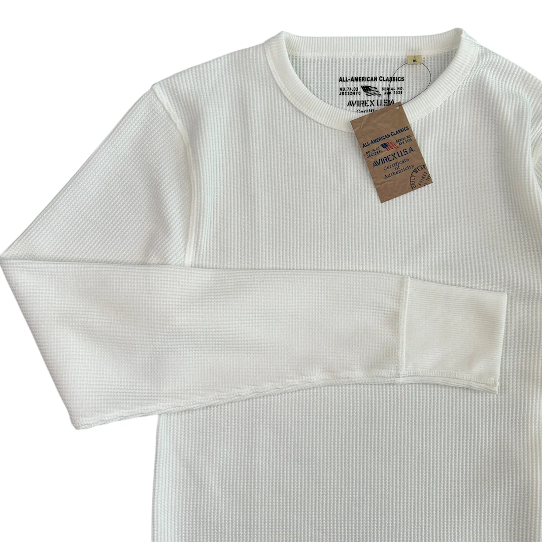 AVIREX WAFFLE LONG SLEEVE TOP - WHITE - Image 4