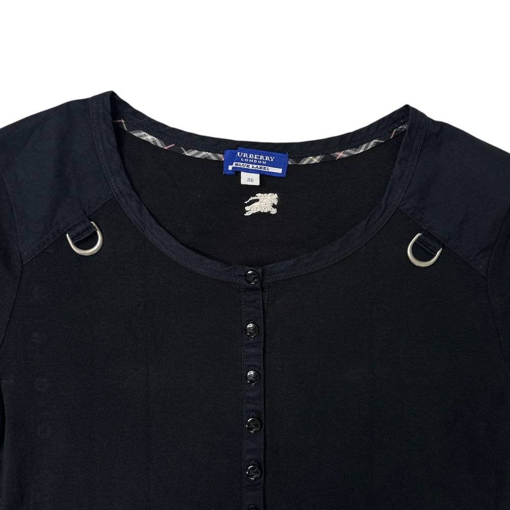 BURBERRY BLUE LABEL HALF-BUTTON TOP - BLACK - Image 3