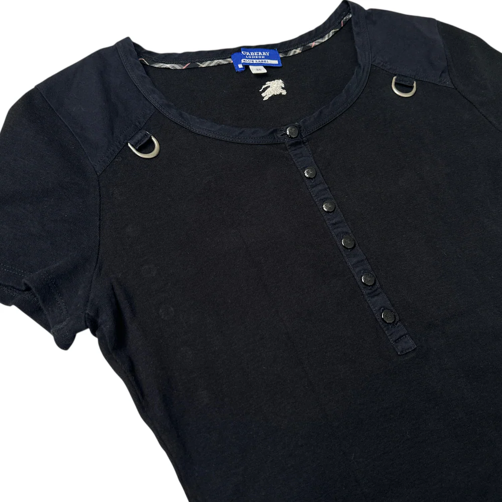 BURBERRY BLUE LABEL HALF-BUTTON TOP - BLACK - Image 4