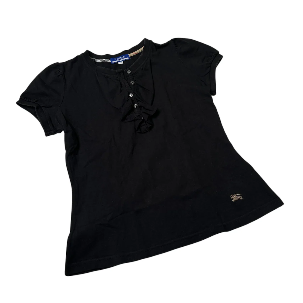BURBERRY BLUE LABEL QUARTER-BUTTON TOP - BLACK - Image 2