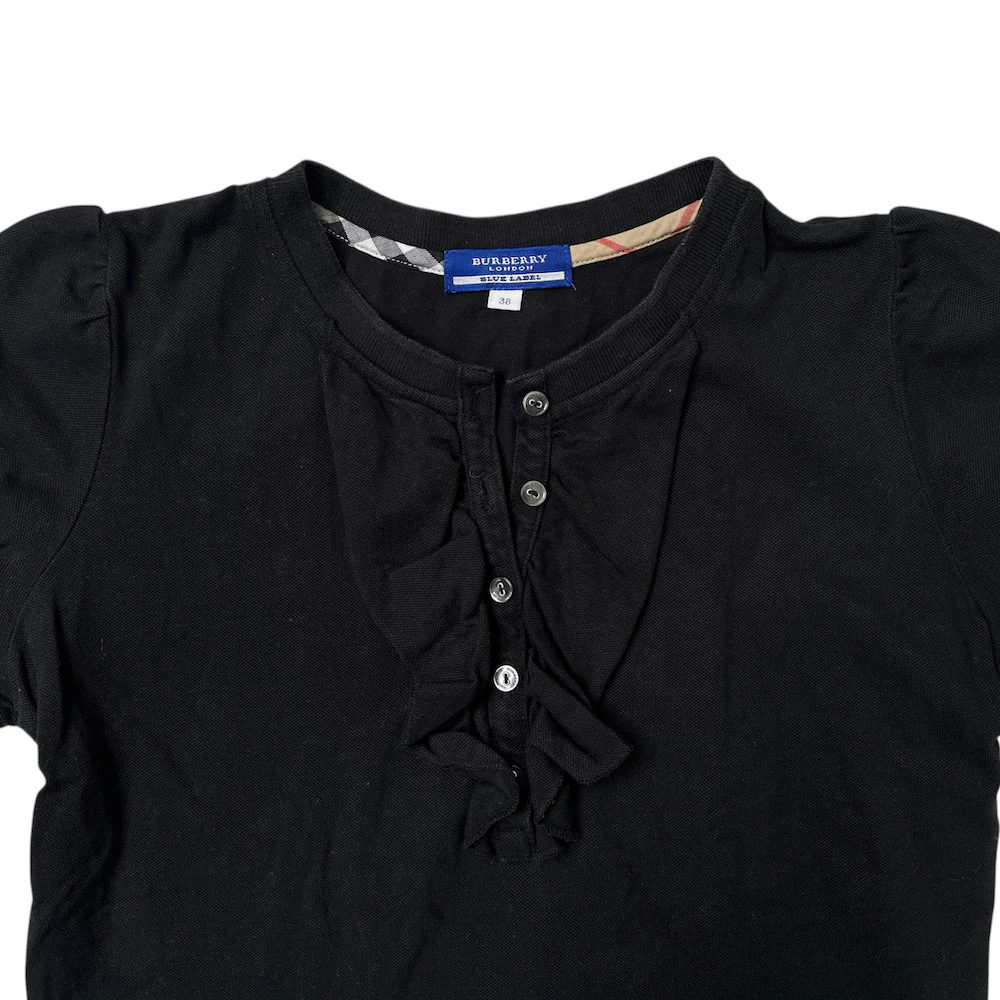 BURBERRY BLUE LABEL QUARTER-BUTTON TOP - BLACK - Image 4