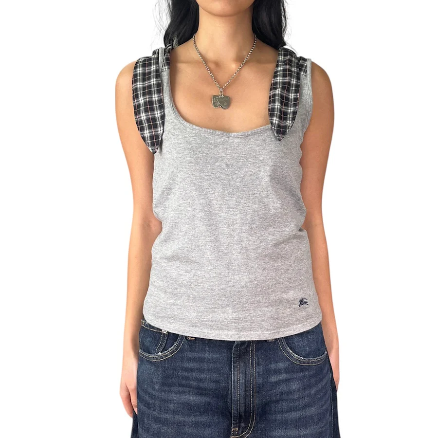 BURBERRY BLUE LABEL HALTER TIE TANK - GREY - Image 2