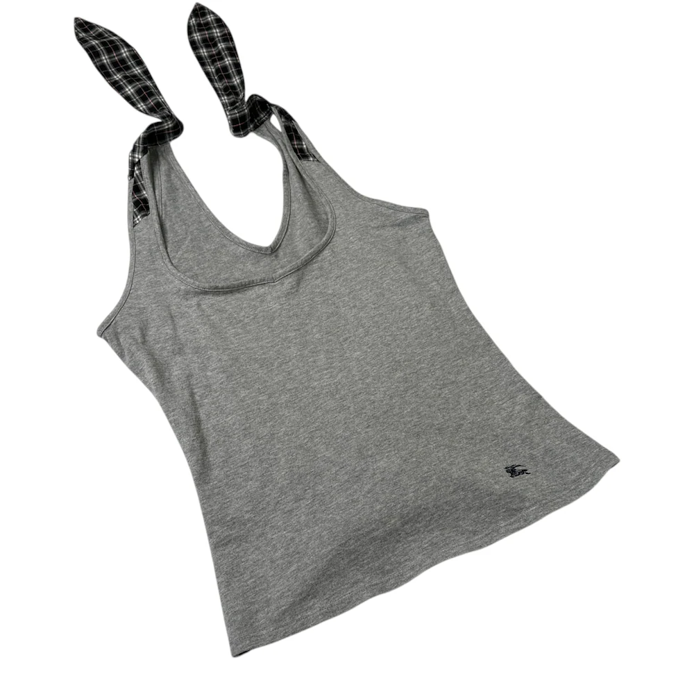 BURBERRY BLUE LABEL HALTER TIE TANK - GREY - Image 4
