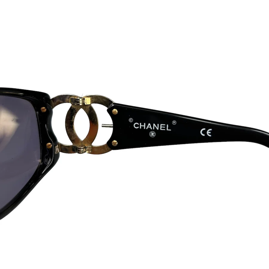 CHANEL GOLD CC LOGO SUNGLASSES - BLACK - Image 6