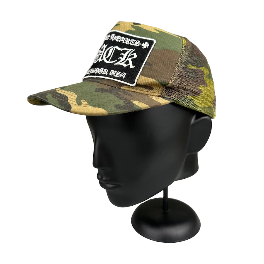 CHROME HEARTS HOLLYWOOD F*CK CAMO TRUCKER HAT - Image 3