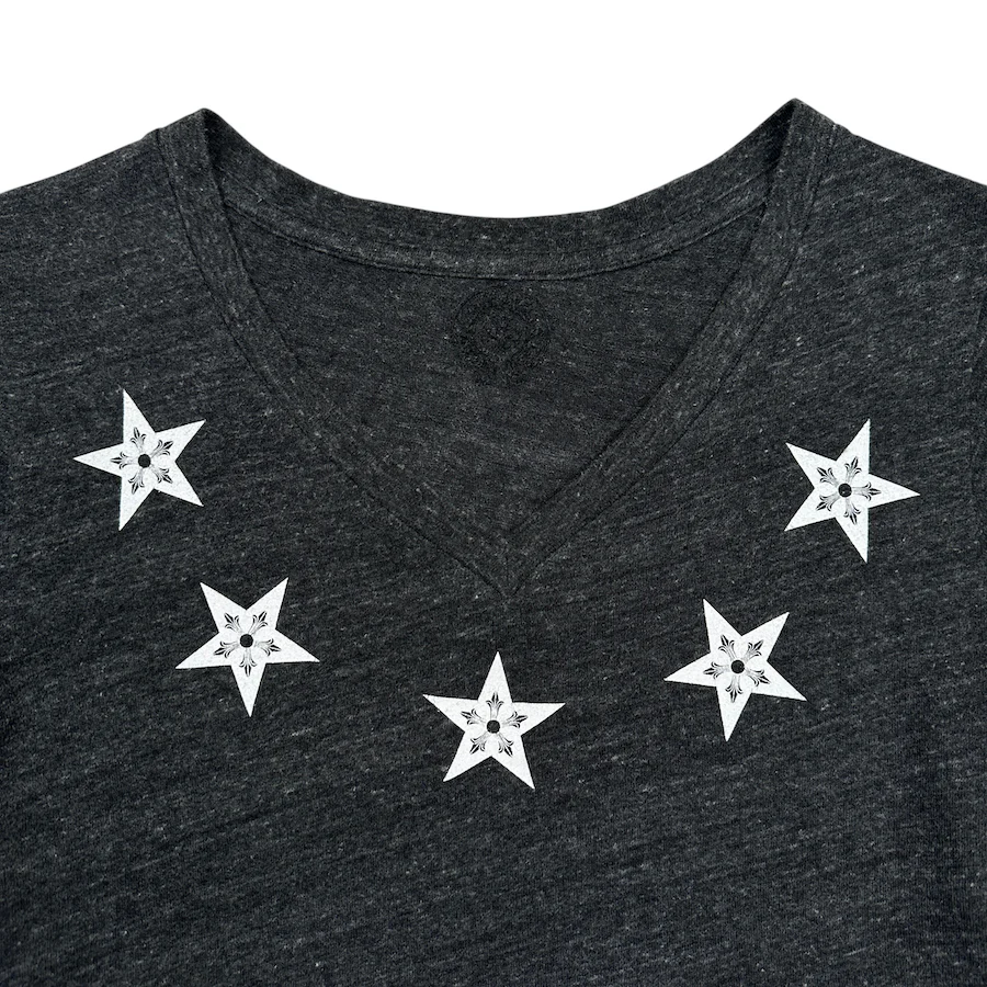 CHROME HEARTS MULTI-STAR V-NECK T-SHIRT - GREY - Image 3