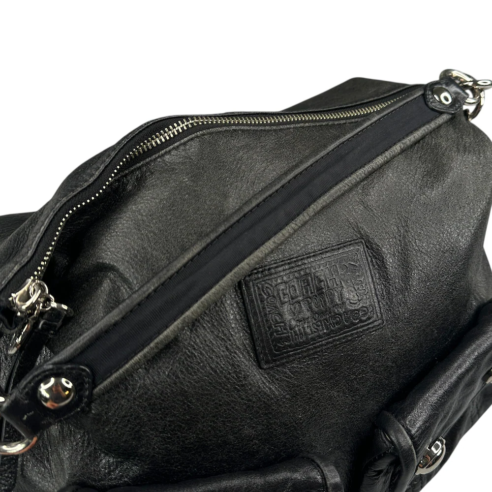 COACH DOUBLE-POCKET SHOULDER BAG - BLACK - Image 7