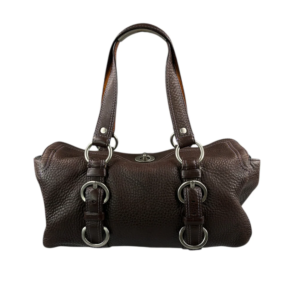 COACH PEBBLED LEATHER SHOULDER BAG - BROWN - Image 2