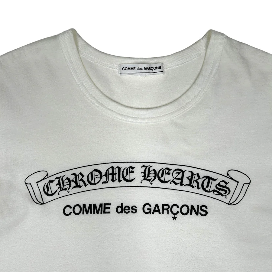 COMME DES GARCONS X CHROME HEARTS SCROLL WOMENS TEE - WHITE - Image 3