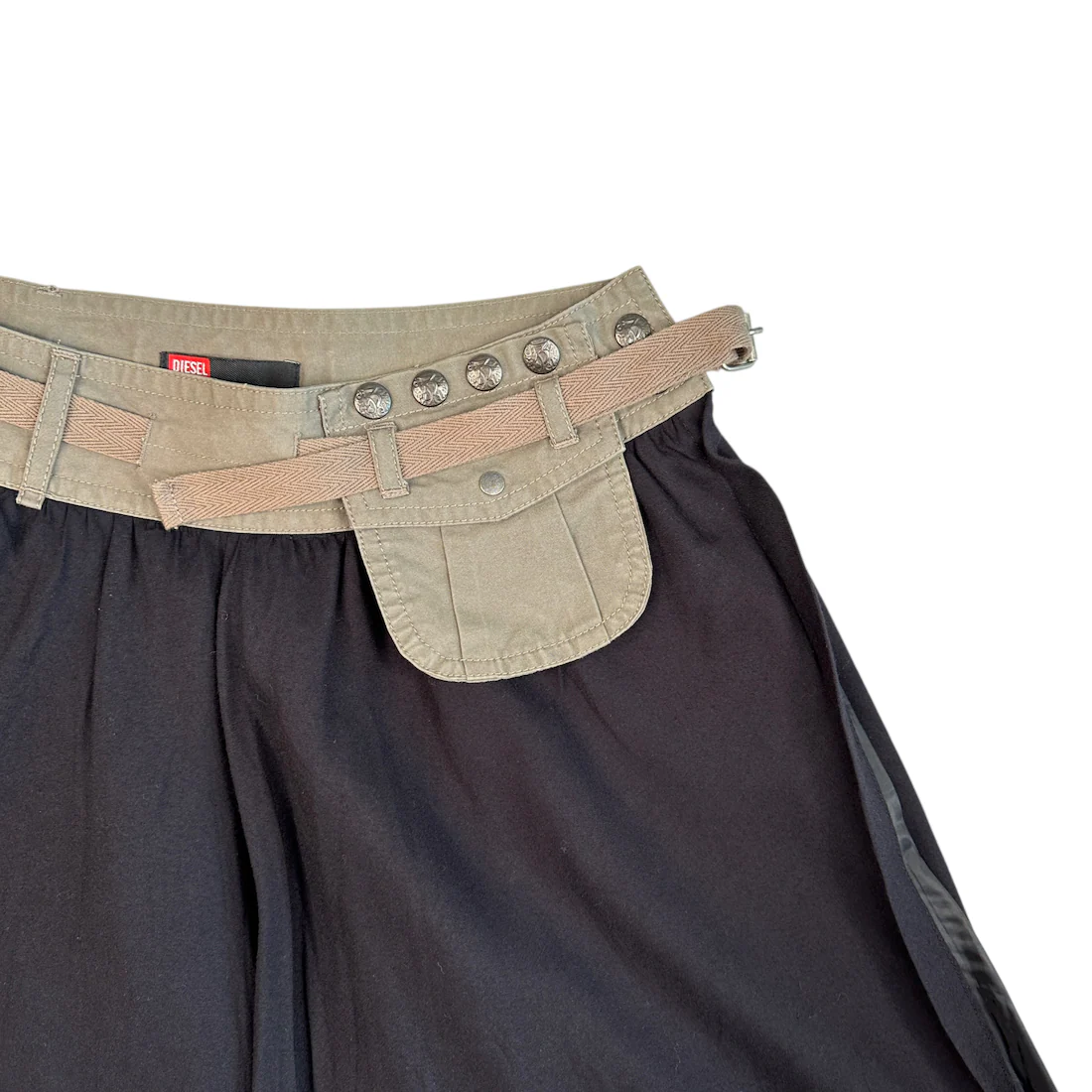 DIESEL CARGO POCKET MIDI-SKIRT - BLACK / KHAKI - Image 3