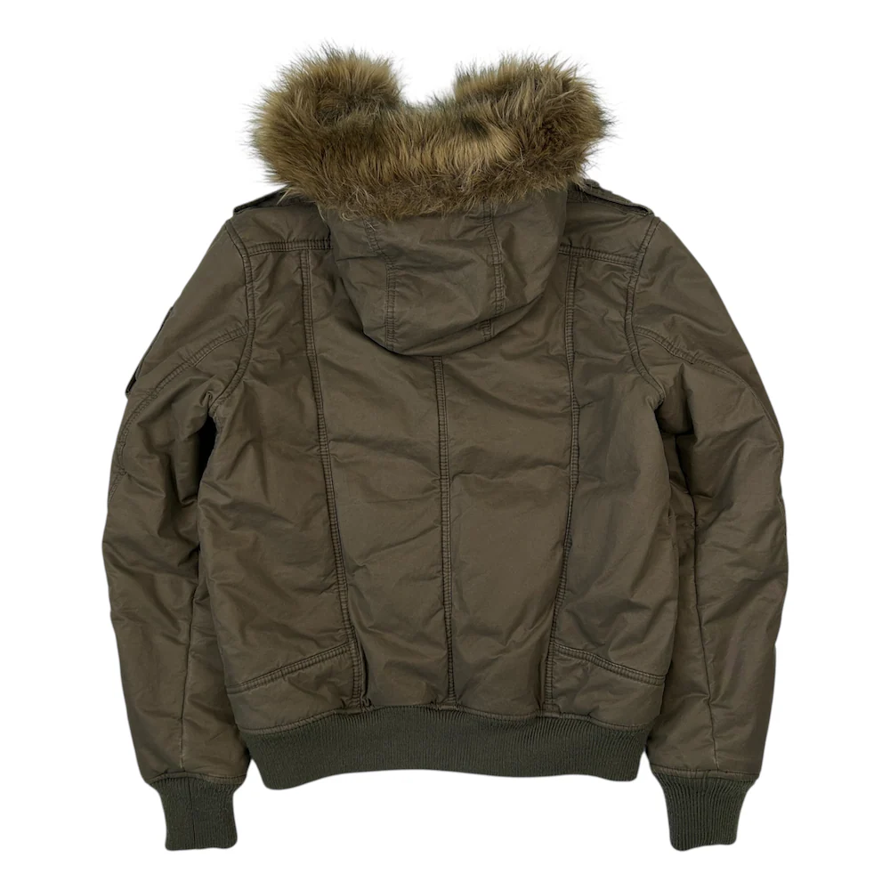 DIESEL FAUX FUR BOMBER JACKET - GREEN - Image 2