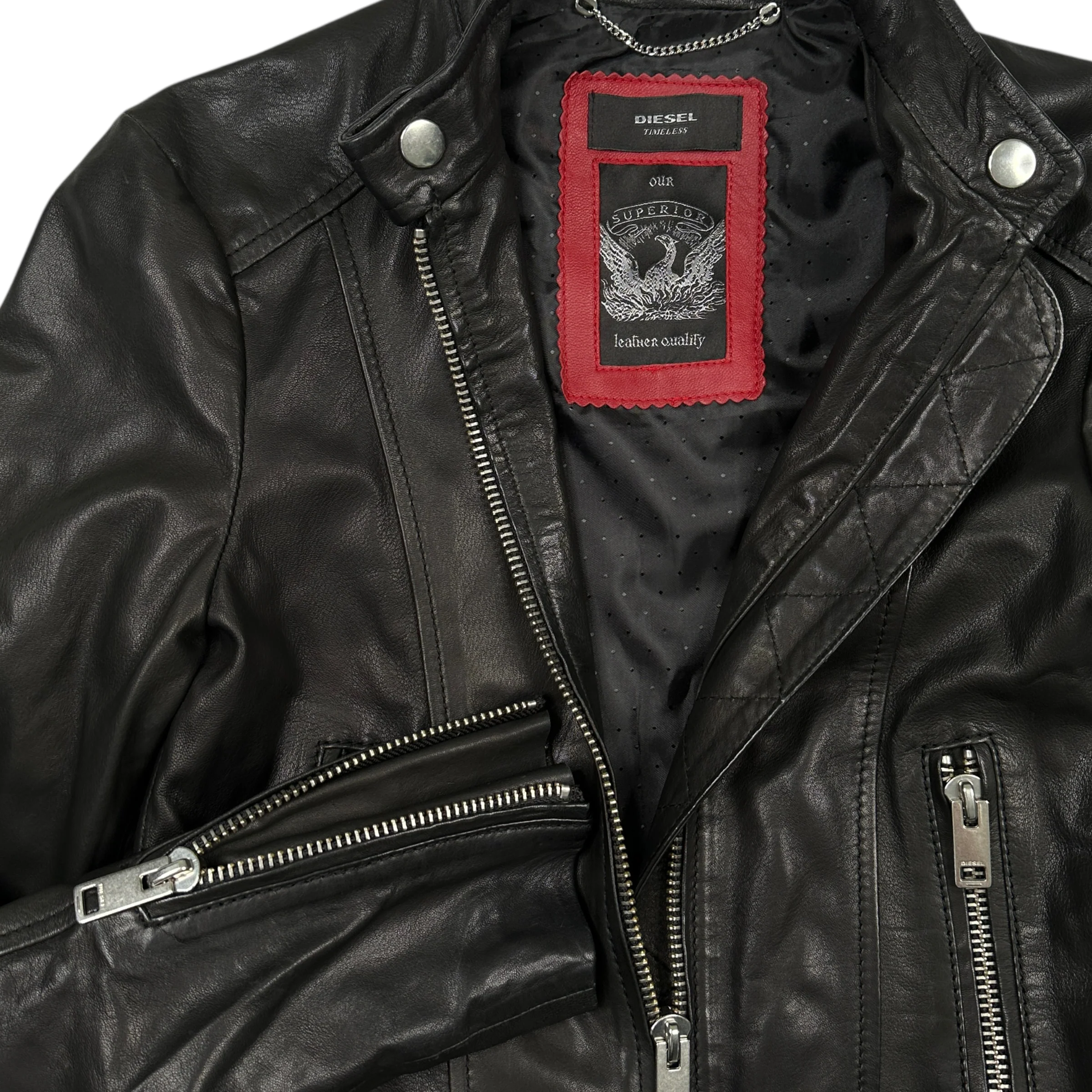 DIESEL LEATHER JACKET - BLACK - Image 3
