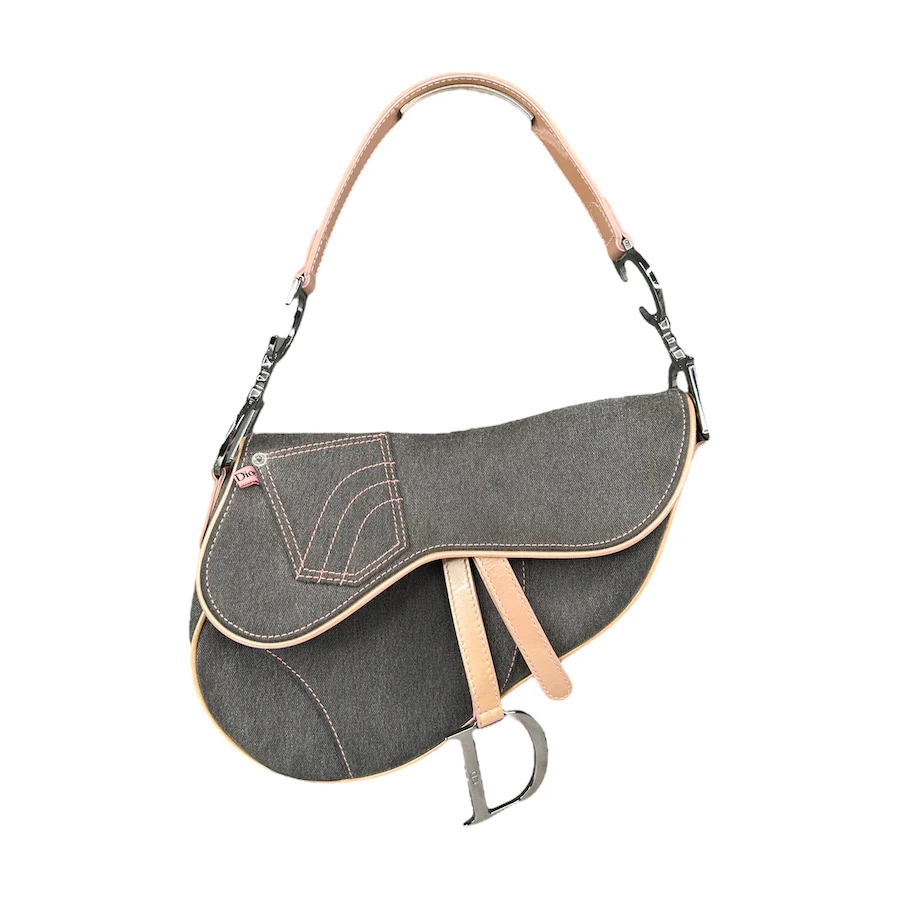 DIOR 2003 DENIM/PATENT LEATHER SADDLE BAG