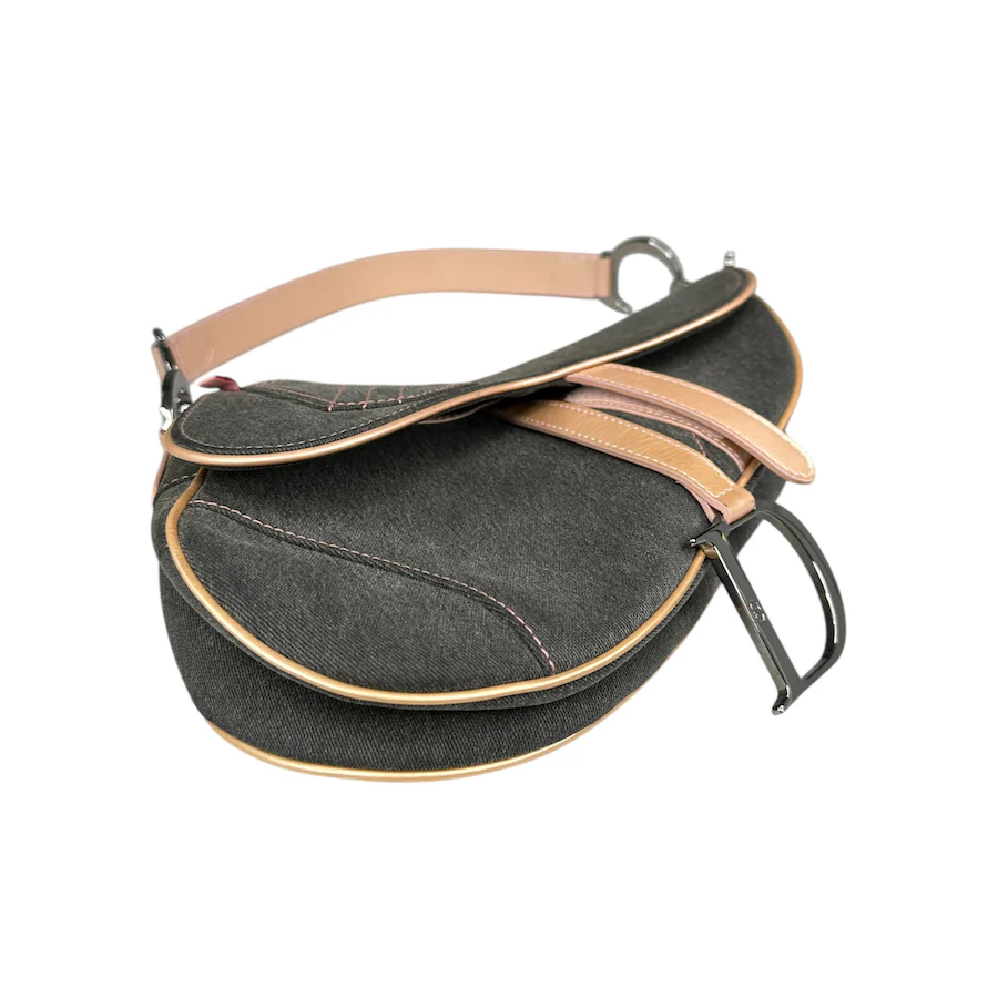 DIOR 2003 DENIM/PATENT LEATHER SADDLE BAG - Image 3