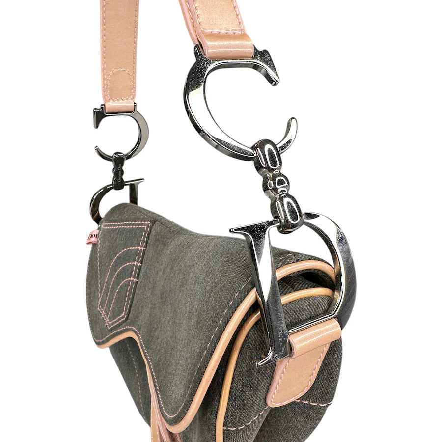 DIOR 2003 DENIM/PATENT LEATHER SADDLE BAG - Image 6
