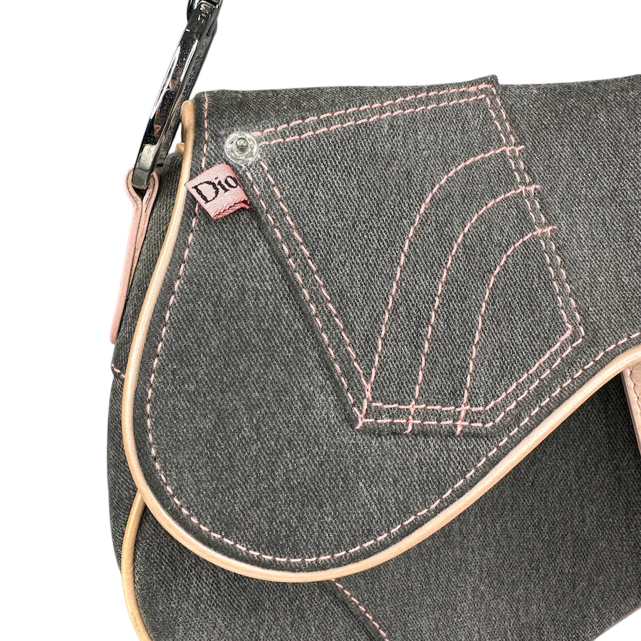 DIOR 2003 DENIM/PATENT LEATHER SADDLE BAG - Image 7