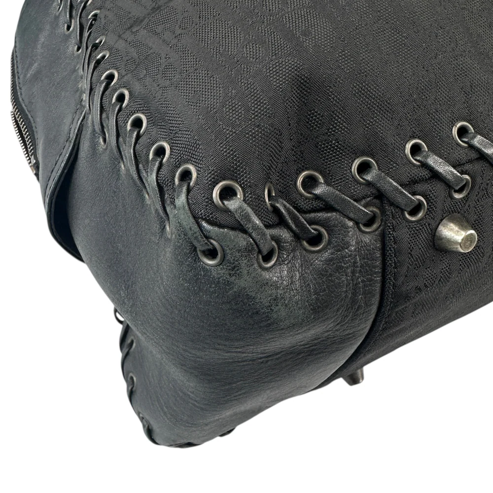 DIOR 2007 MONOGRAM SHOULDER BAG - BLACK - Image 6