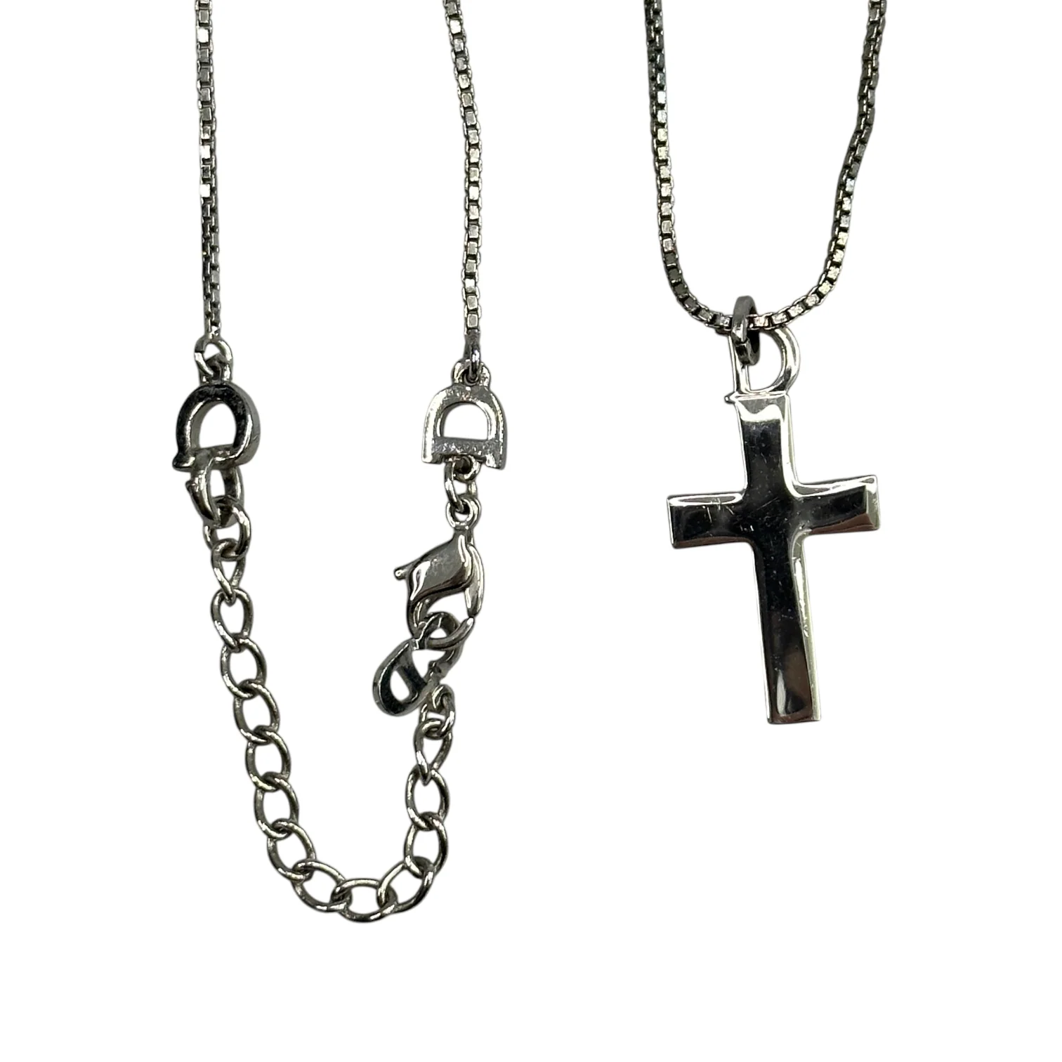 DIOR CRUCIFIX PENDANT NECKLACE - SILVER PLATED - Image 3