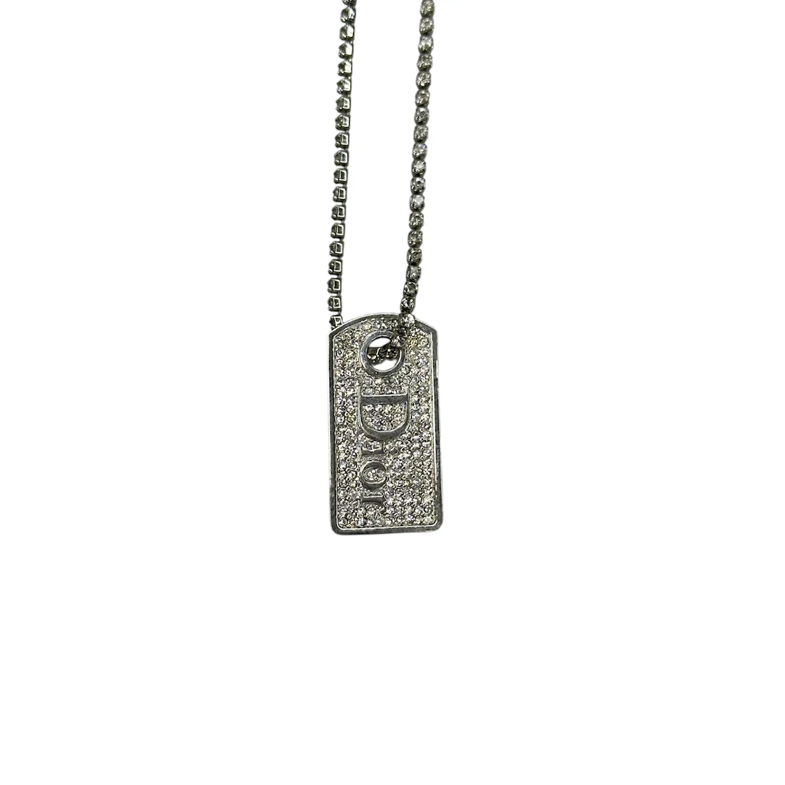 DIOR RHINESTONE TAG NECKLACE - Image 3