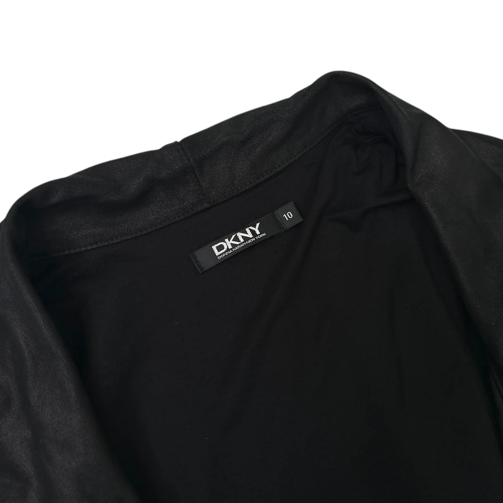 DKNY LEATHER DRAPE BIKER JACKET - BLACK - Image 2