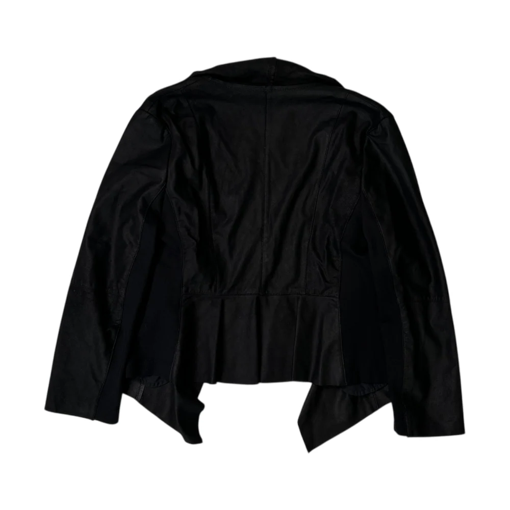 DKNY LEATHER DRAPE BIKER JACKET - BLACK - Image 4