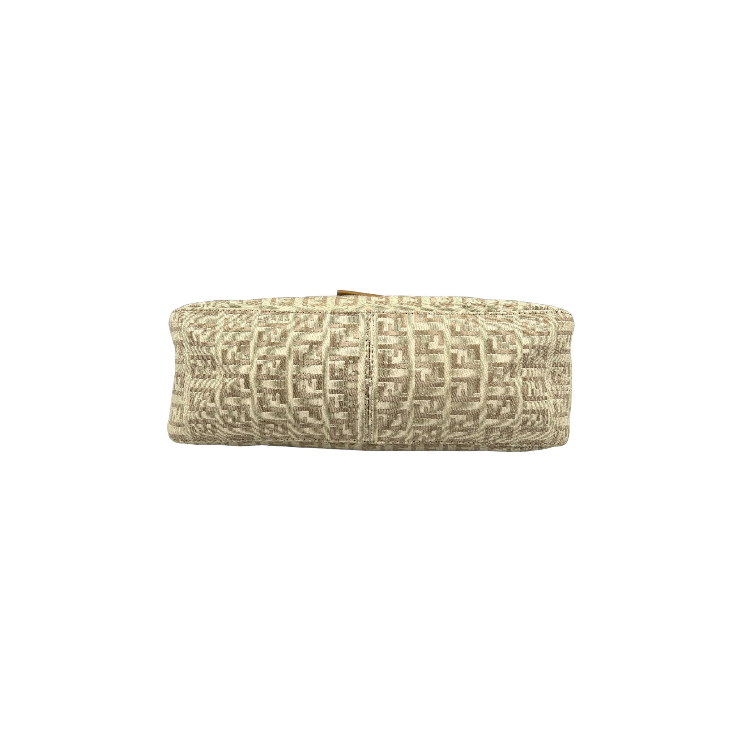 FENDI BEIGE ZUCCHINO CANVAS DOUBLE-FLAP BAGUETTE BAG - Image 4