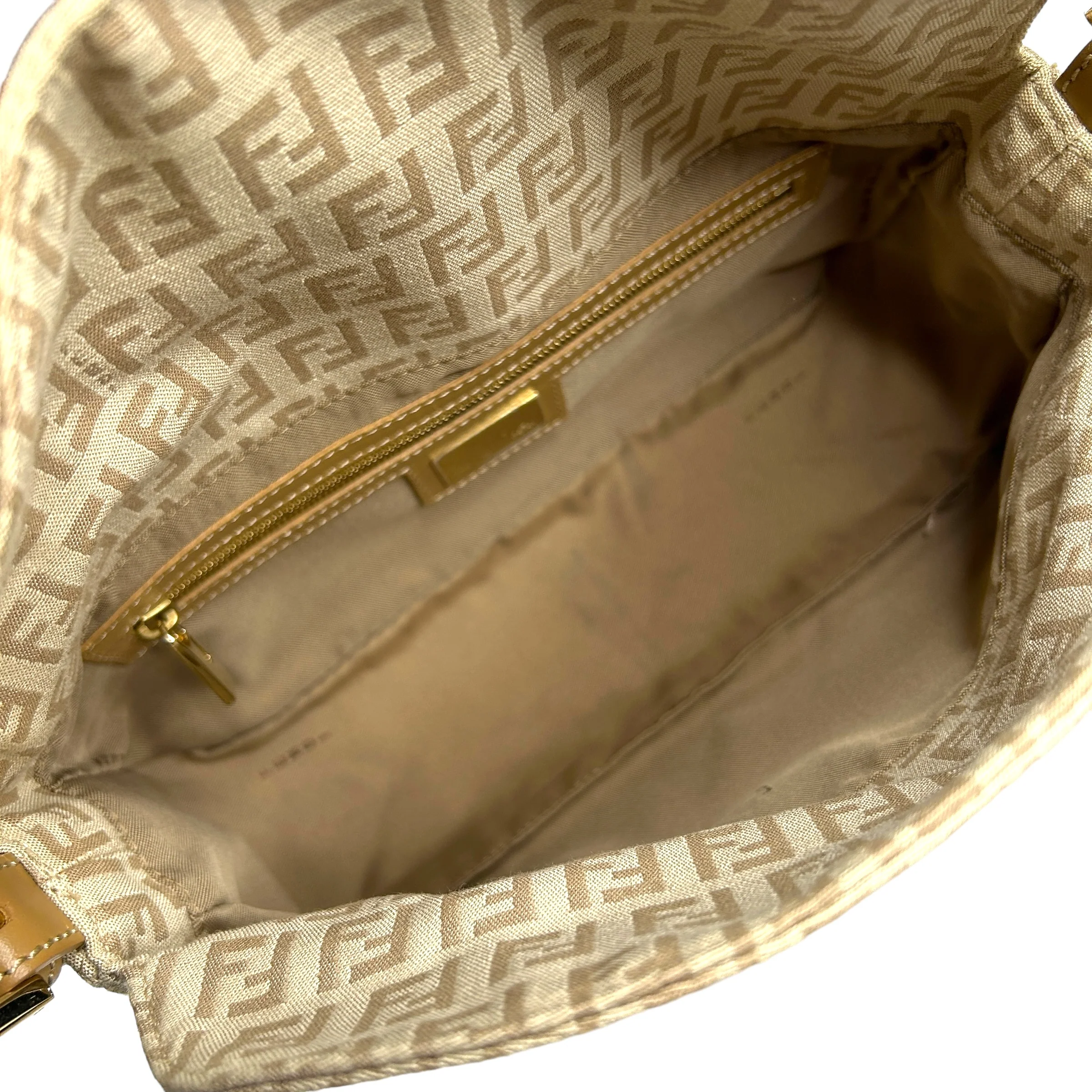 FENDI BEIGE ZUCCHINO CANVAS DOUBLE-FLAP BAGUETTE BAG - Image 5