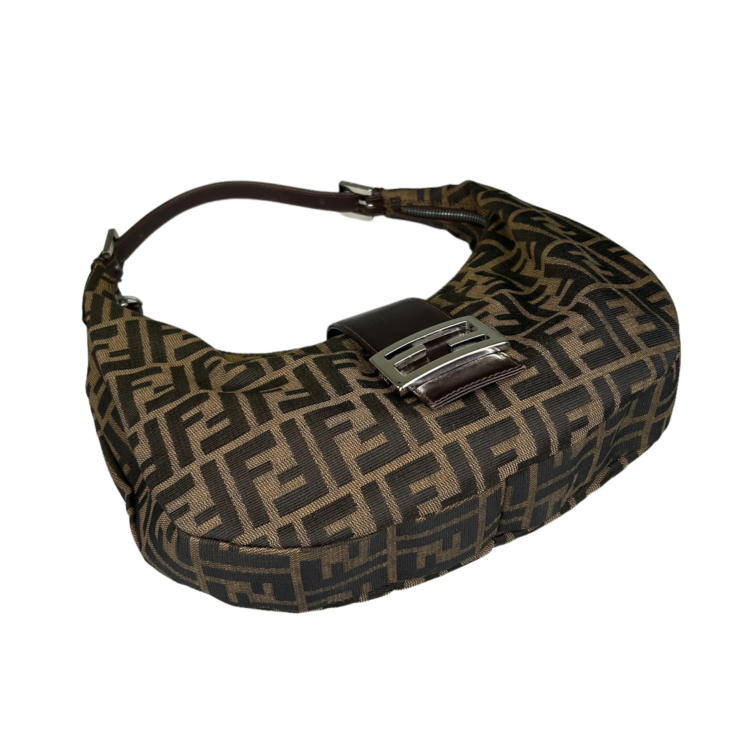 FENDI BROWN ZUCCA CRESCENT SHOULDER BAG - Image 3