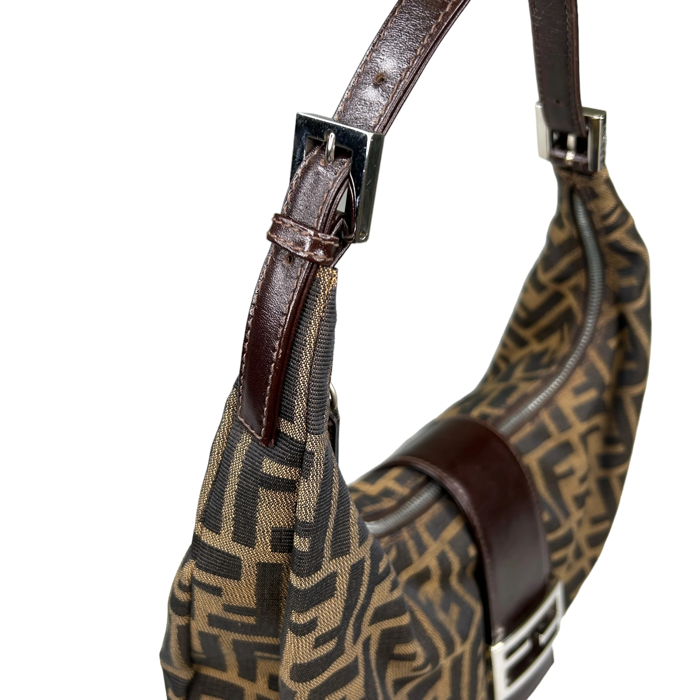 FENDI BROWN ZUCCA CRESCENT SHOULDER BAG - Image 4
