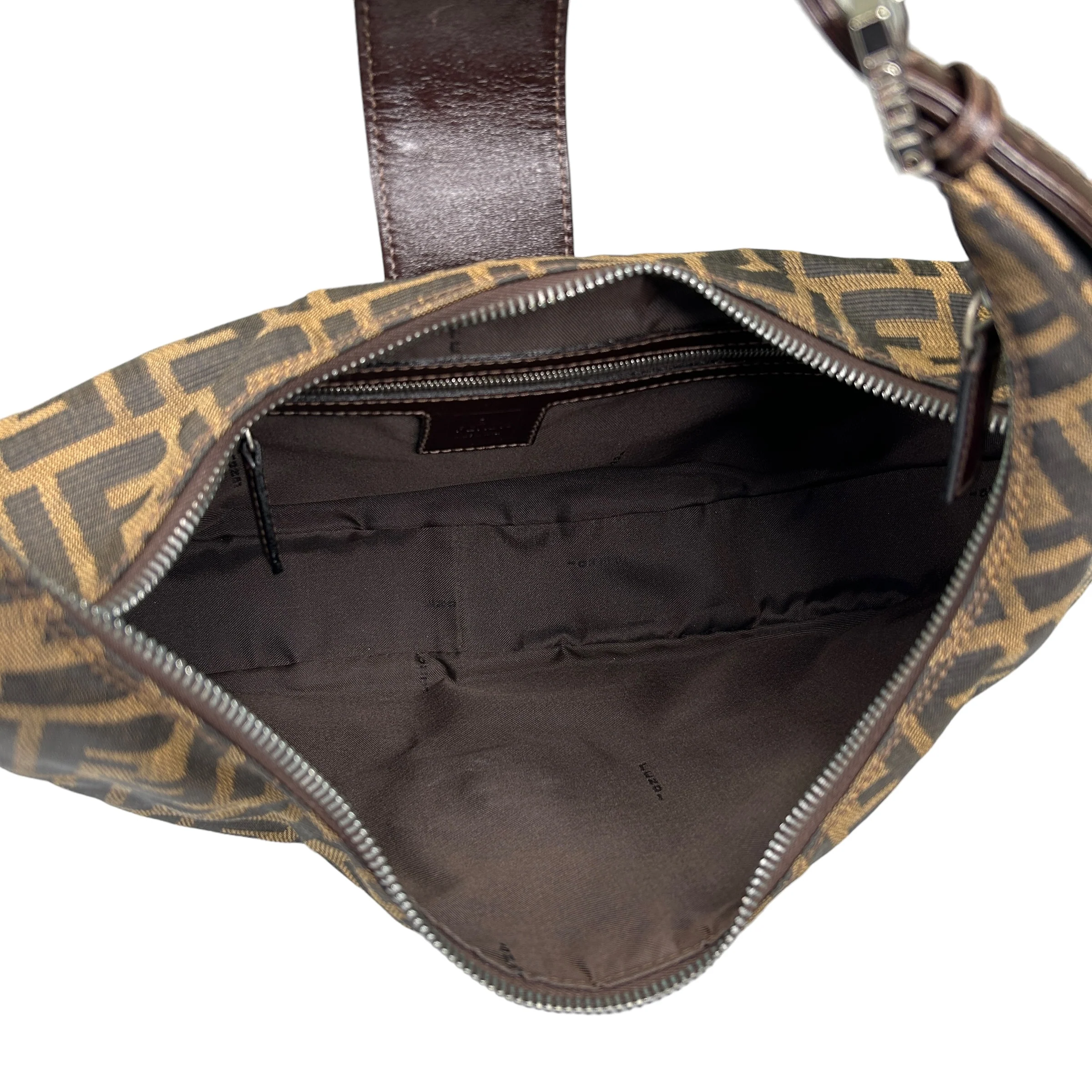 FENDI BROWN ZUCCA CRESCENT SHOULDER BAG - Image 5