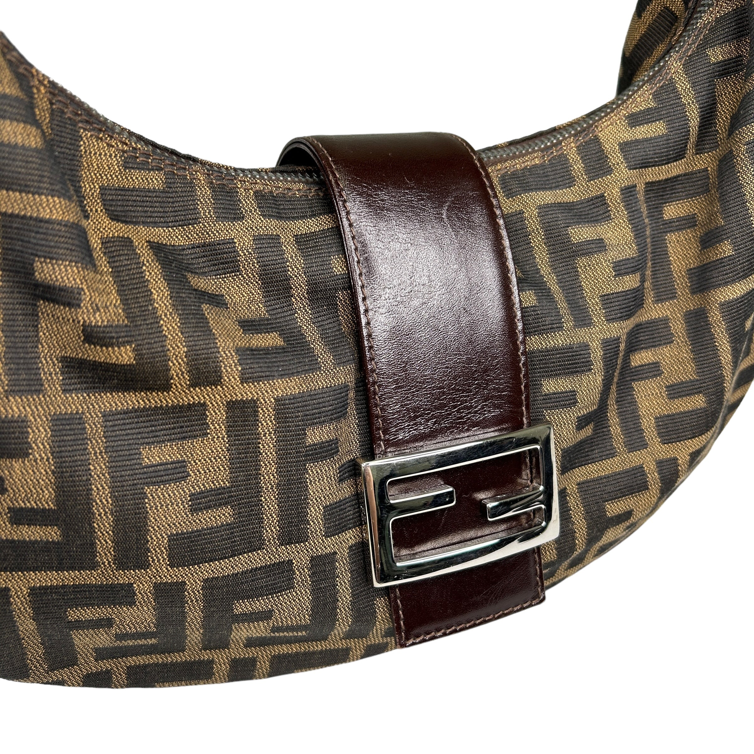 FENDI BROWN ZUCCA CRESCENT SHOULDER BAG - Image 7