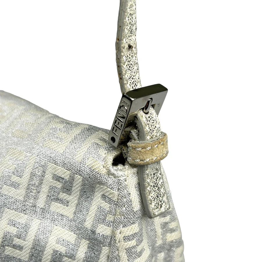 FENDI GLITTER ZUCCHINO CANVAS MINI BAGUETTE BAG - Image 9