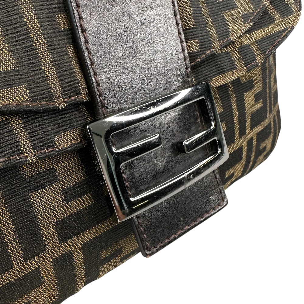 FENDI ZUCCA DOUBLE FLAP BAGUETTE BAG - Image 5