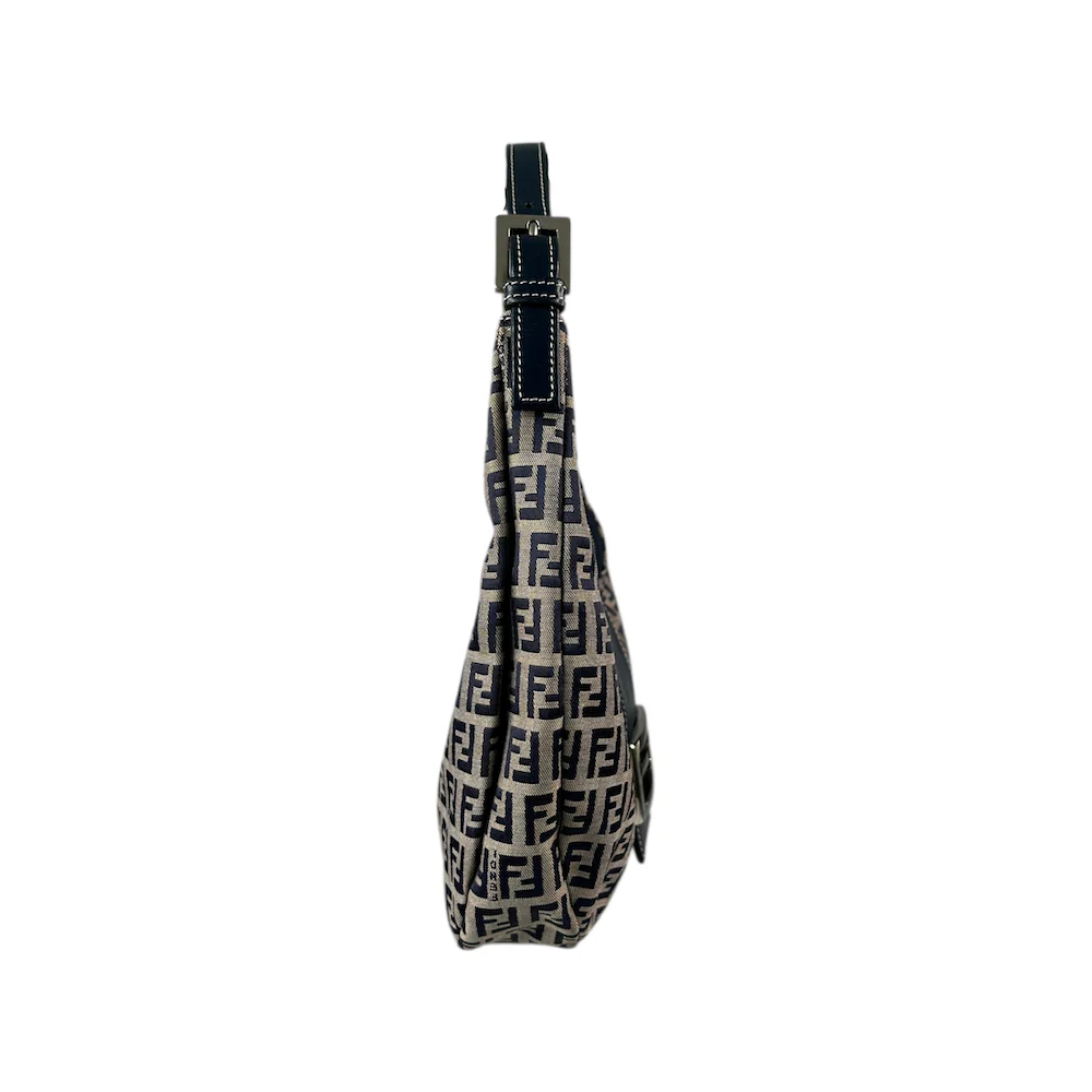 FENDI ZUCCHINO CANVAS CRESCENT BAG - NAVY/GREY - Image 3