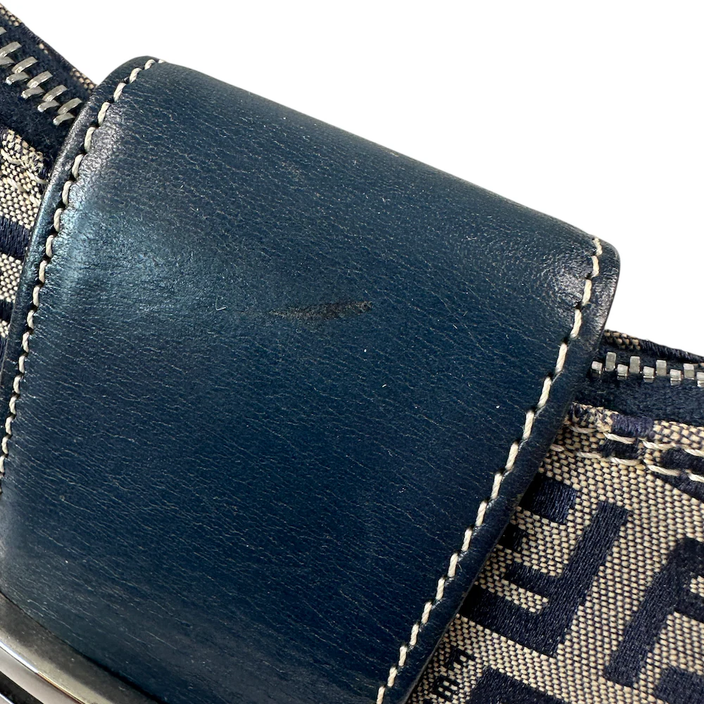 FENDI ZUCCHINO CANVAS CRESCENT BAG - NAVY/GREY - Image 6