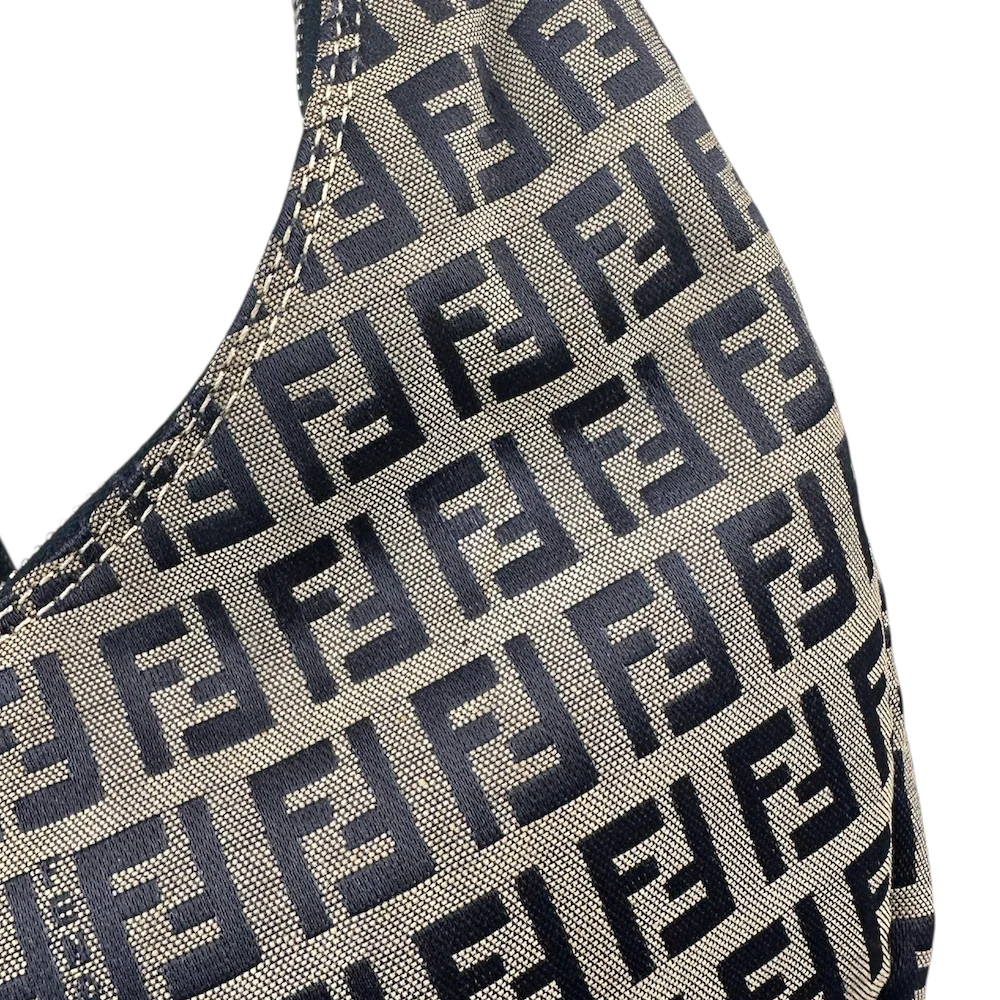 FENDI ZUCCHINO CANVAS CRESCENT BAG - NAVY/GREY - Image 7