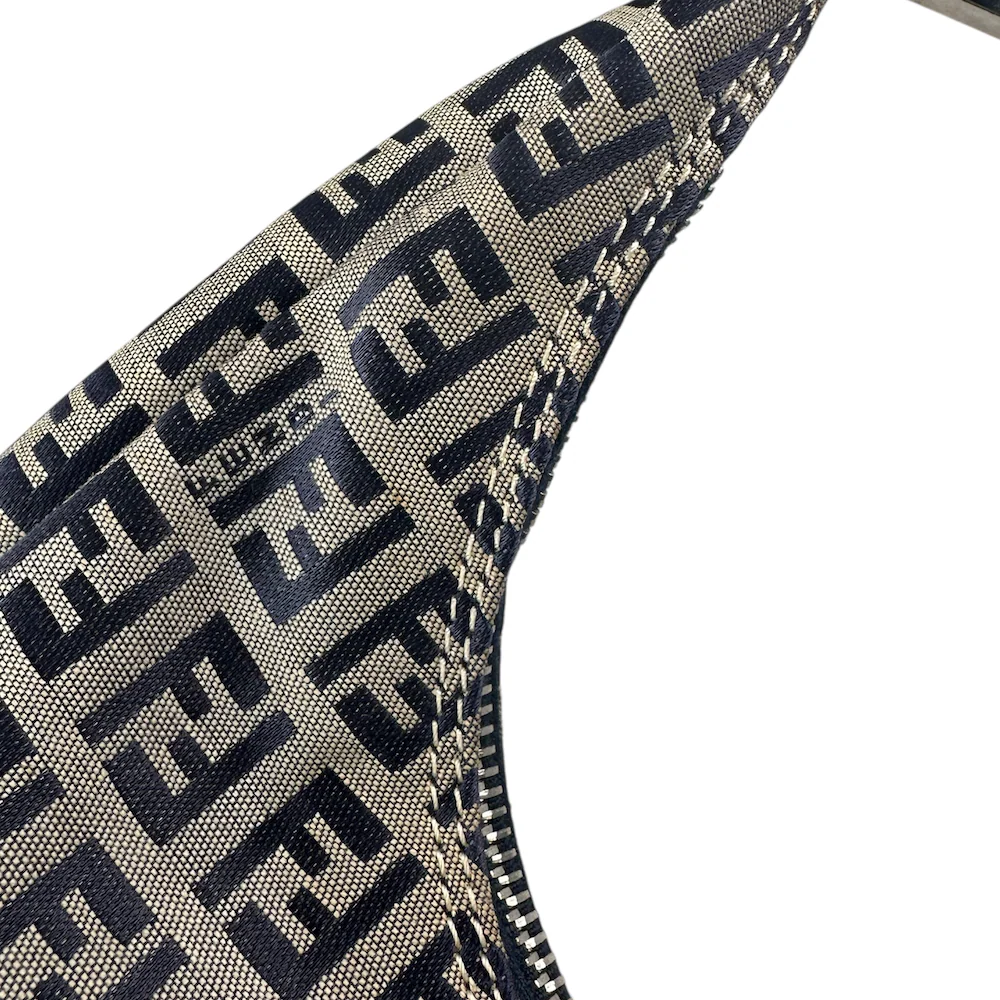 FENDI ZUCCHINO CANVAS CRESCENT BAG - NAVY/GREY - Image 8
