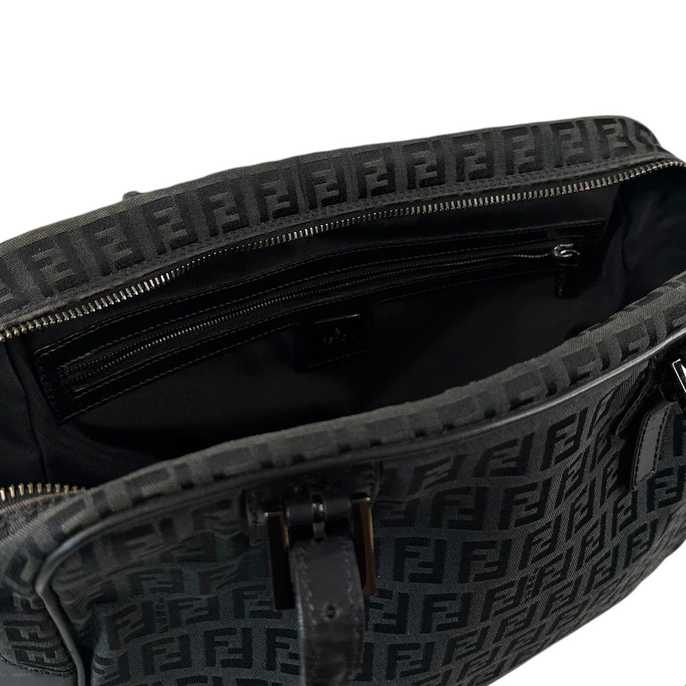FENDI ZUCCHINO CANVAS SHOULDER BAG - BLACK - Image 7