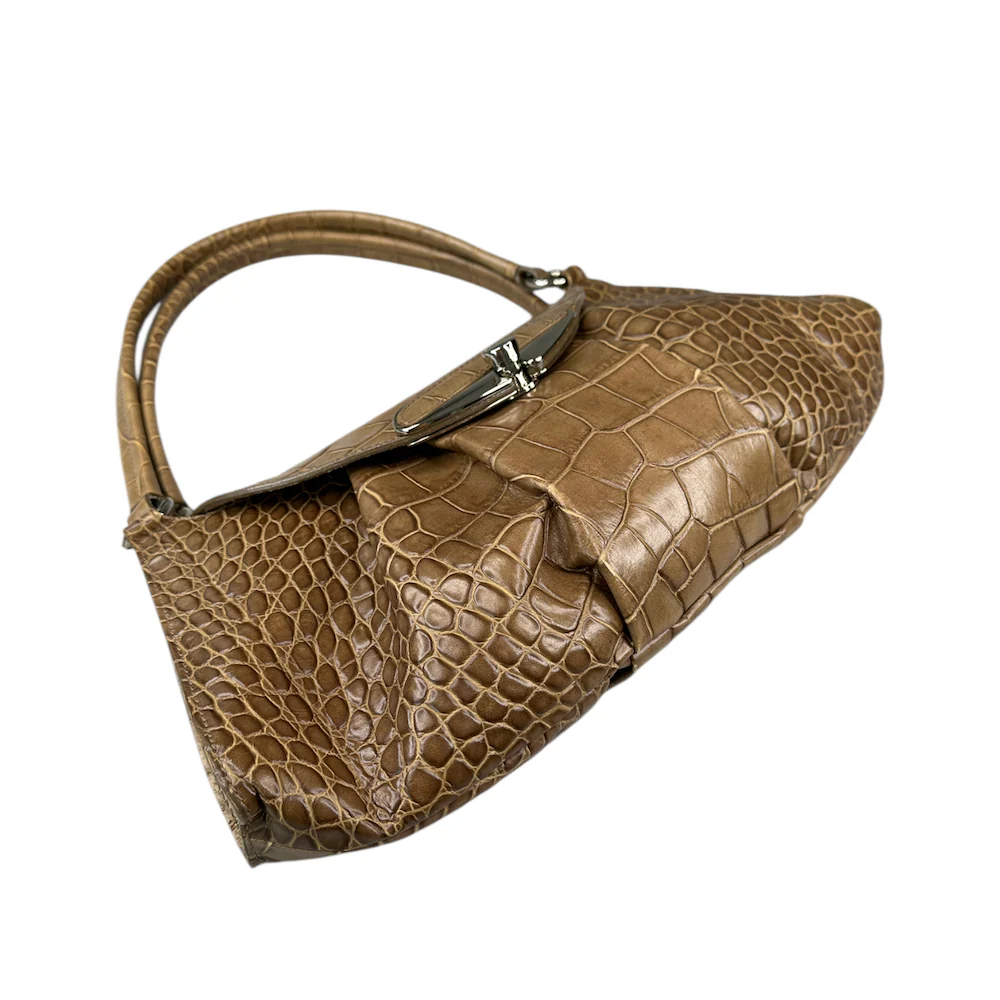 FURLA CROCODILE PRINT SHOULDER BAG - BROWN - Image 4