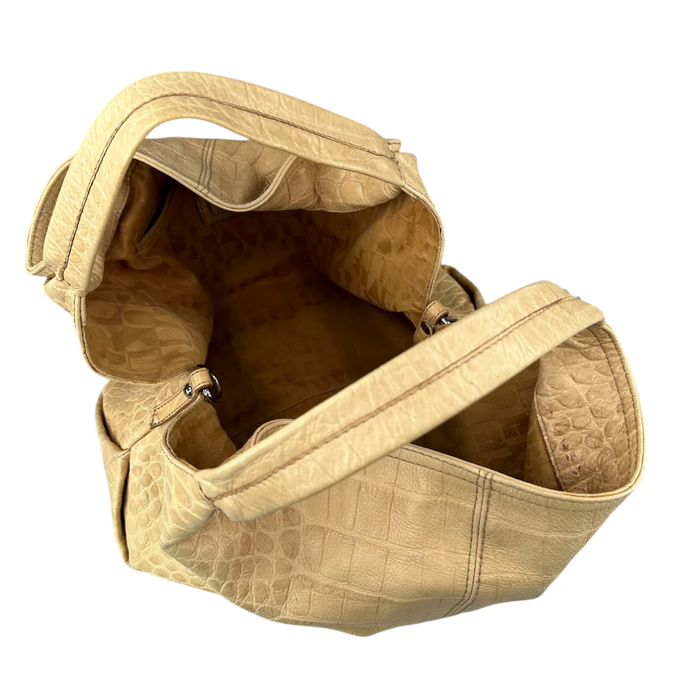 FURLA CROCODILE PRINT SHOULDER BAG - TAN - Image 4